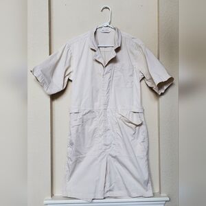Alex Mill Cream Short Sleeve Short Jumpsuit. Size Large
